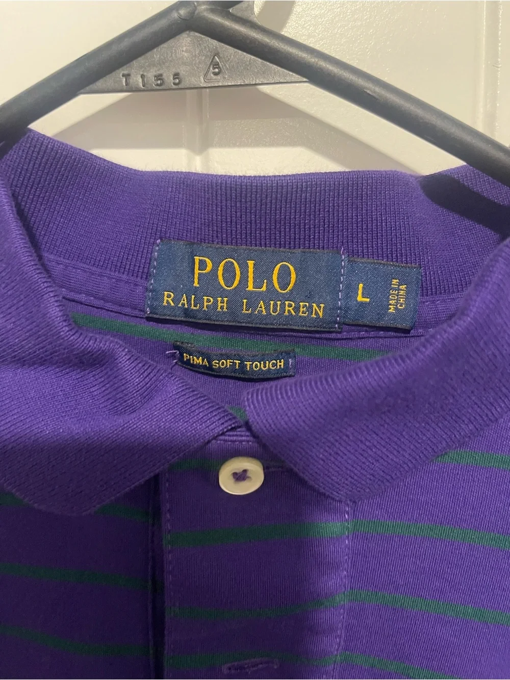 Ralph Lauren Purple Polo with Thin Green Stripes